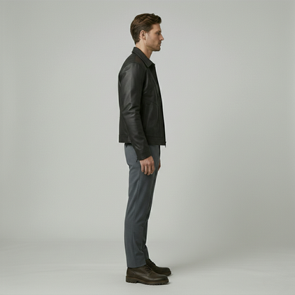 Refined Leather Zip Jacket