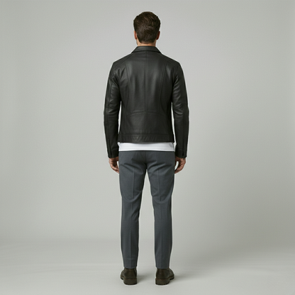 Refined Leather Zip Jacket