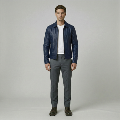 Refined Leather Zip Jacket