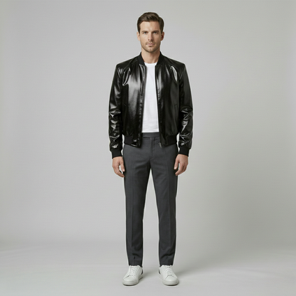 Satin Finish Modern Bomber Jacket
