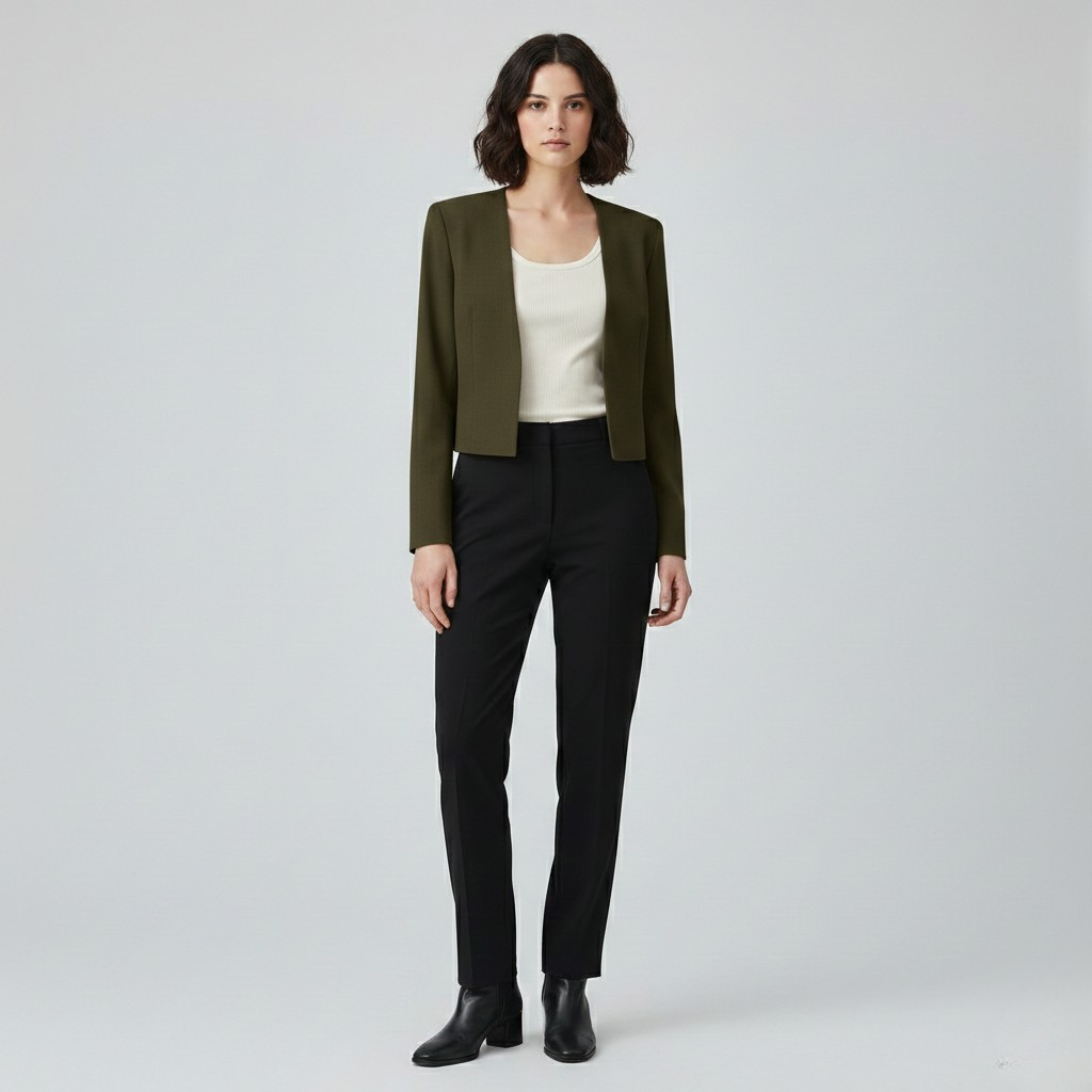 Collarless Cropped Blazer