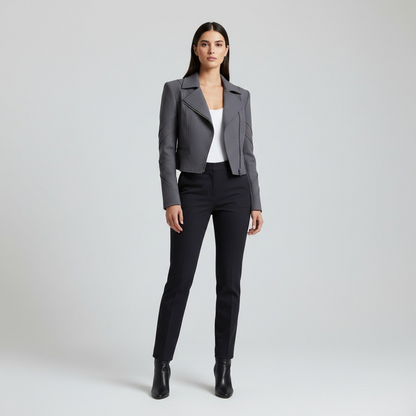 Tailored Grey Moto-Inspired Blazer
