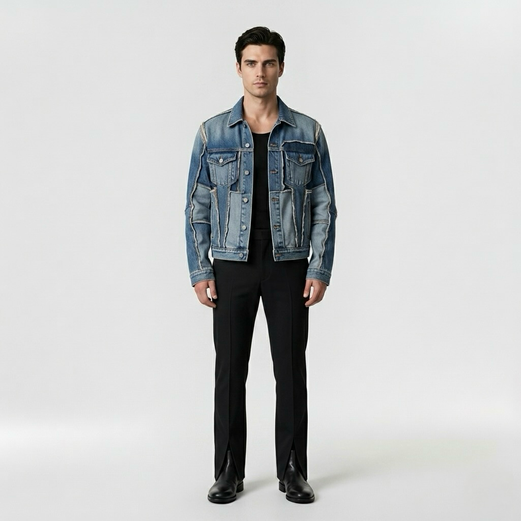 Reconstructed Denim Trucker Jacket