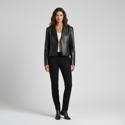 Sleek Leather Tailored Jacket