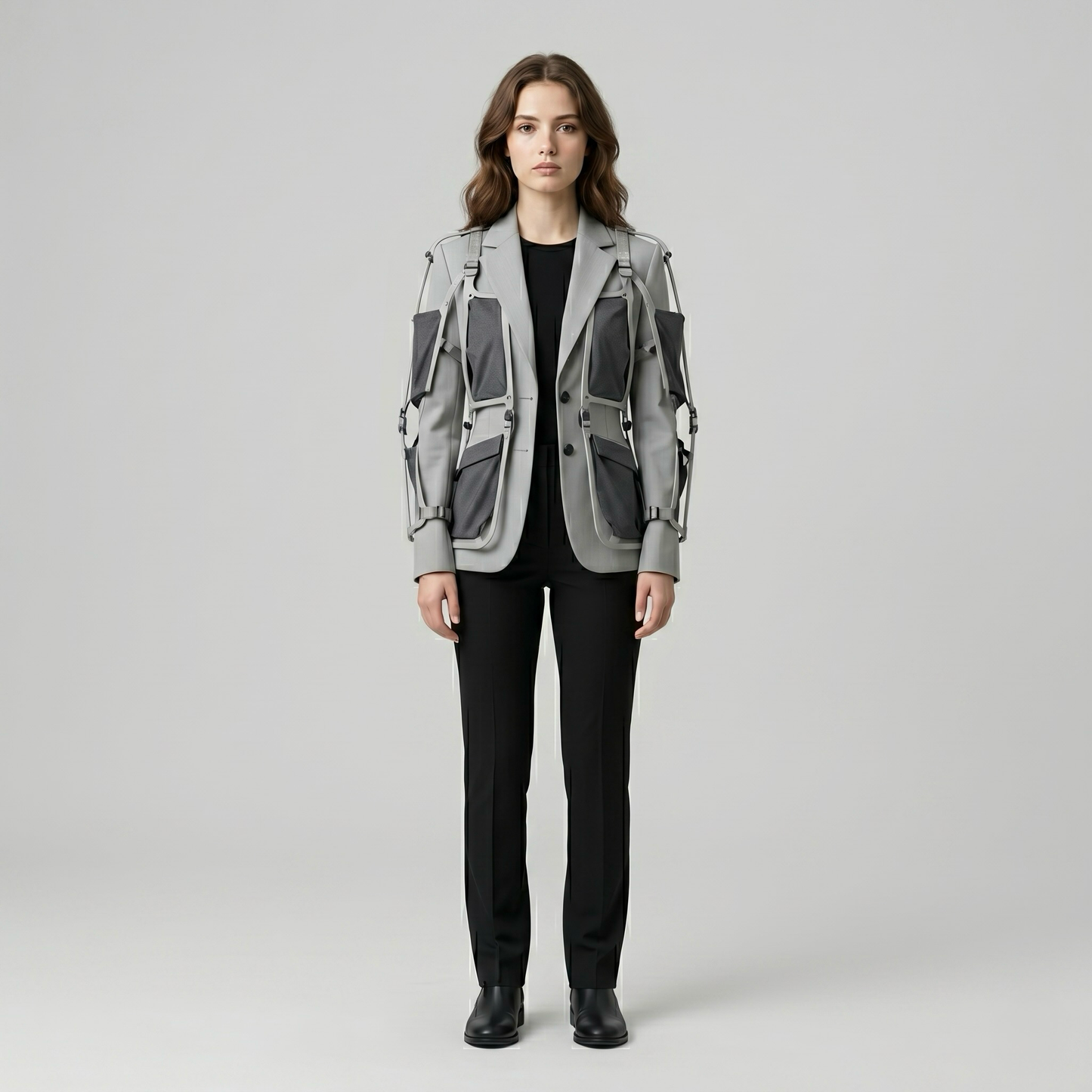 Harness Detail Utility Tailored Blazer