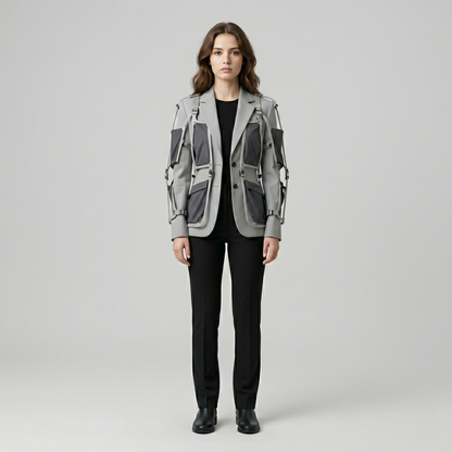 Harness Detail Utility Tailored Blazer