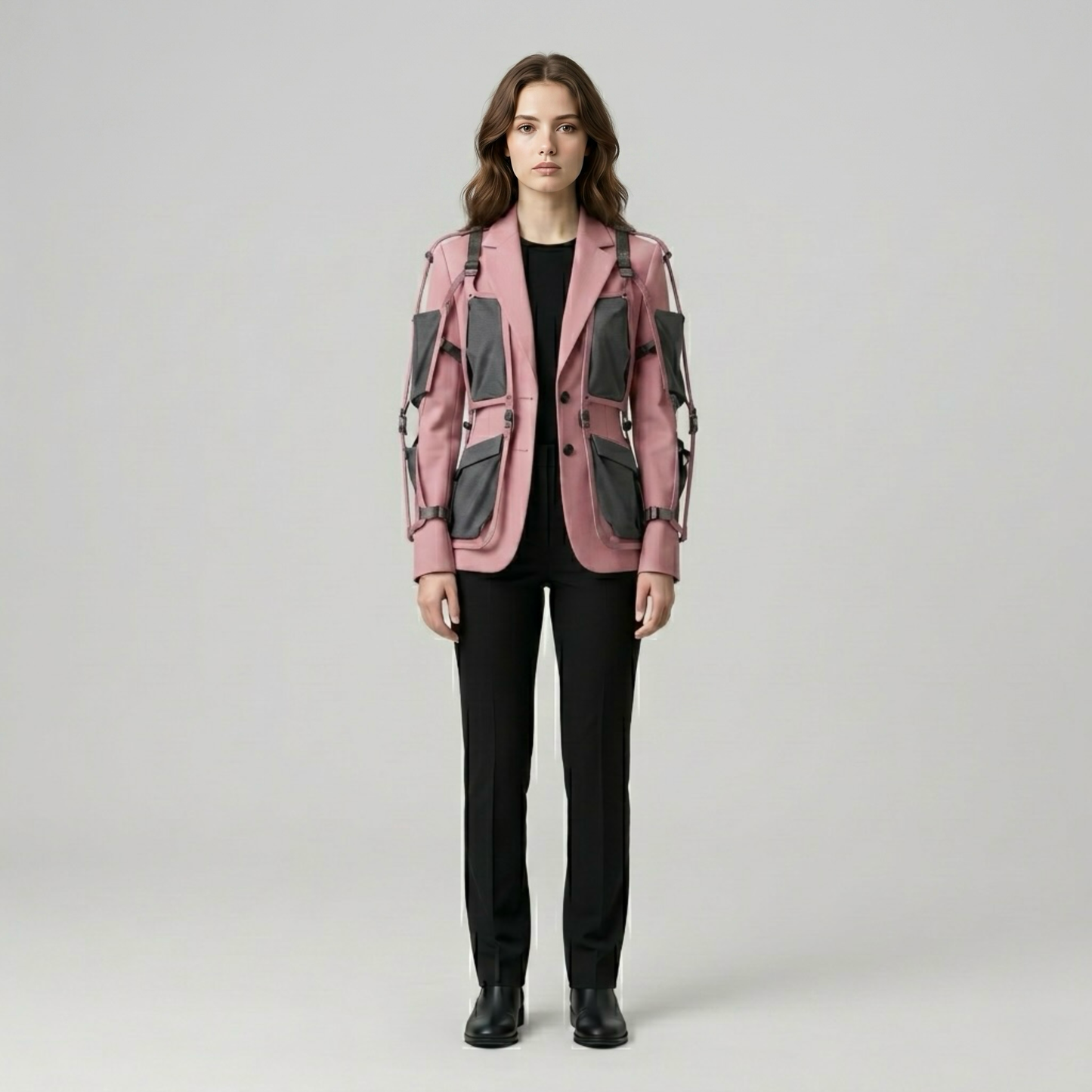Harness Detail Utility Tailored Blazer