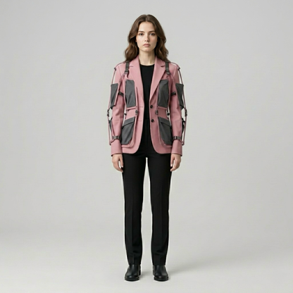Harness Detail Utility Tailored Blazer
