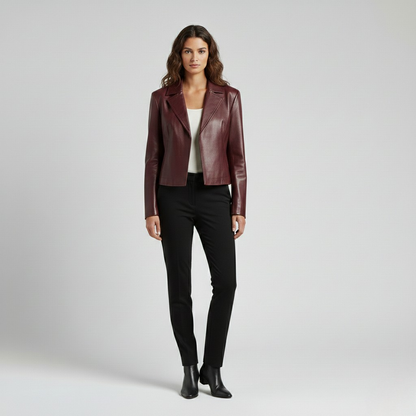 Sleek Leather Tailored Jacket